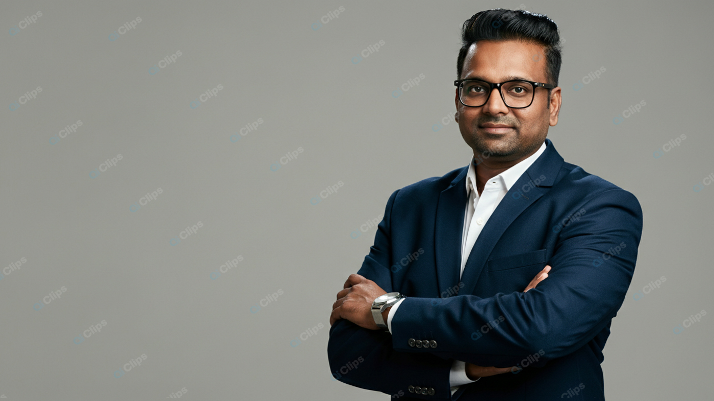 Confident Professional Man in Business Suit with Glasses