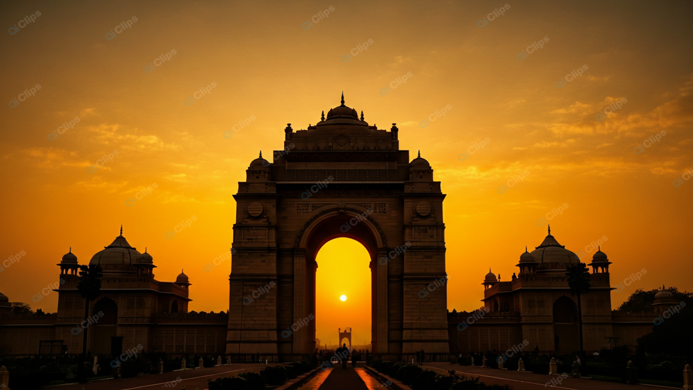 India Gate Silhouette at Sunrise