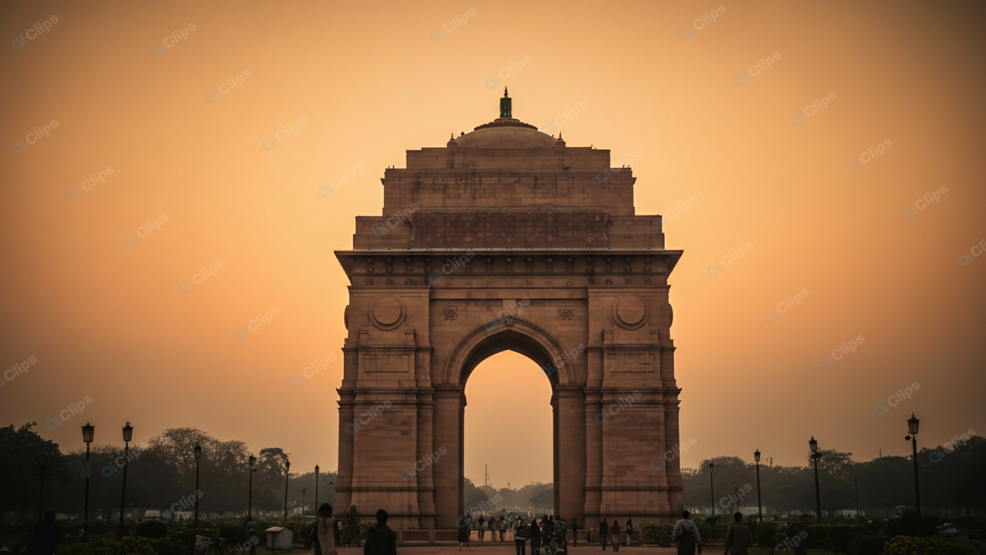 India Gate at Sunset in New Delhi