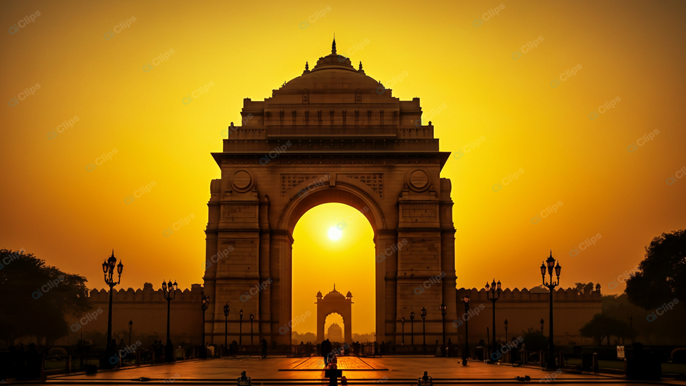 Sunset Behind Iconic War Memorial Archway