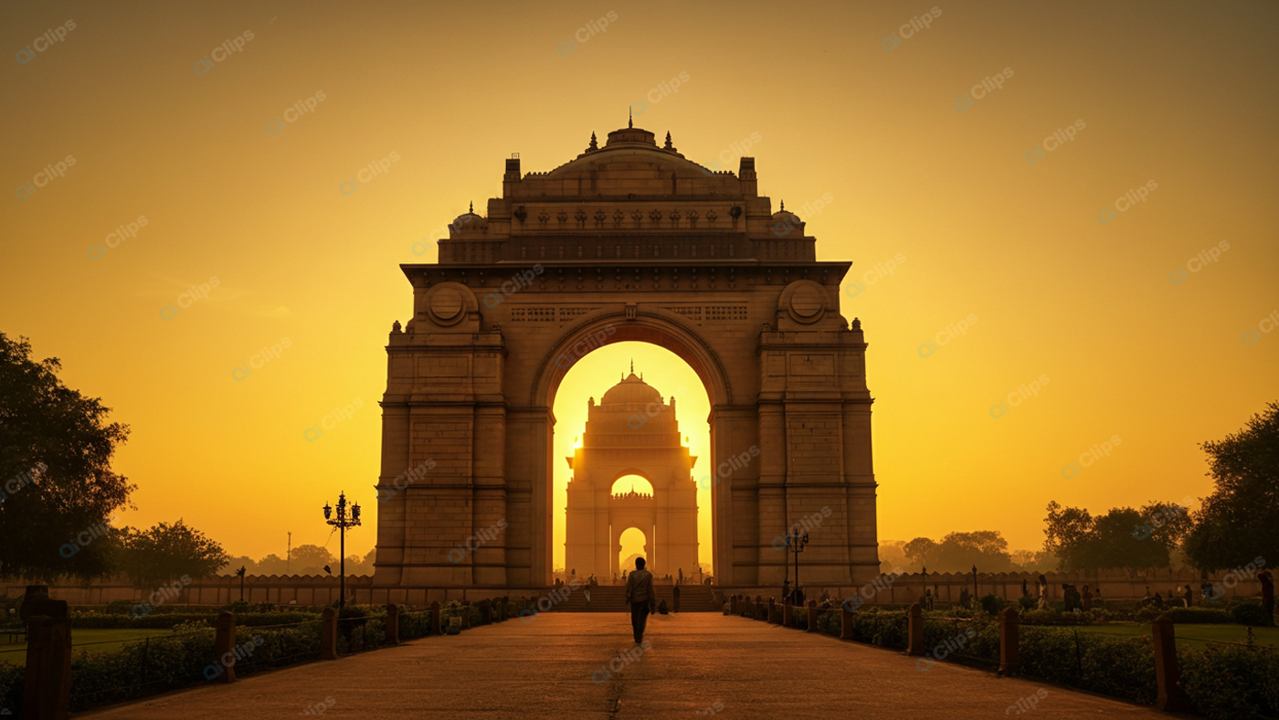 Sunrise at India Gate Monument, New Delhi