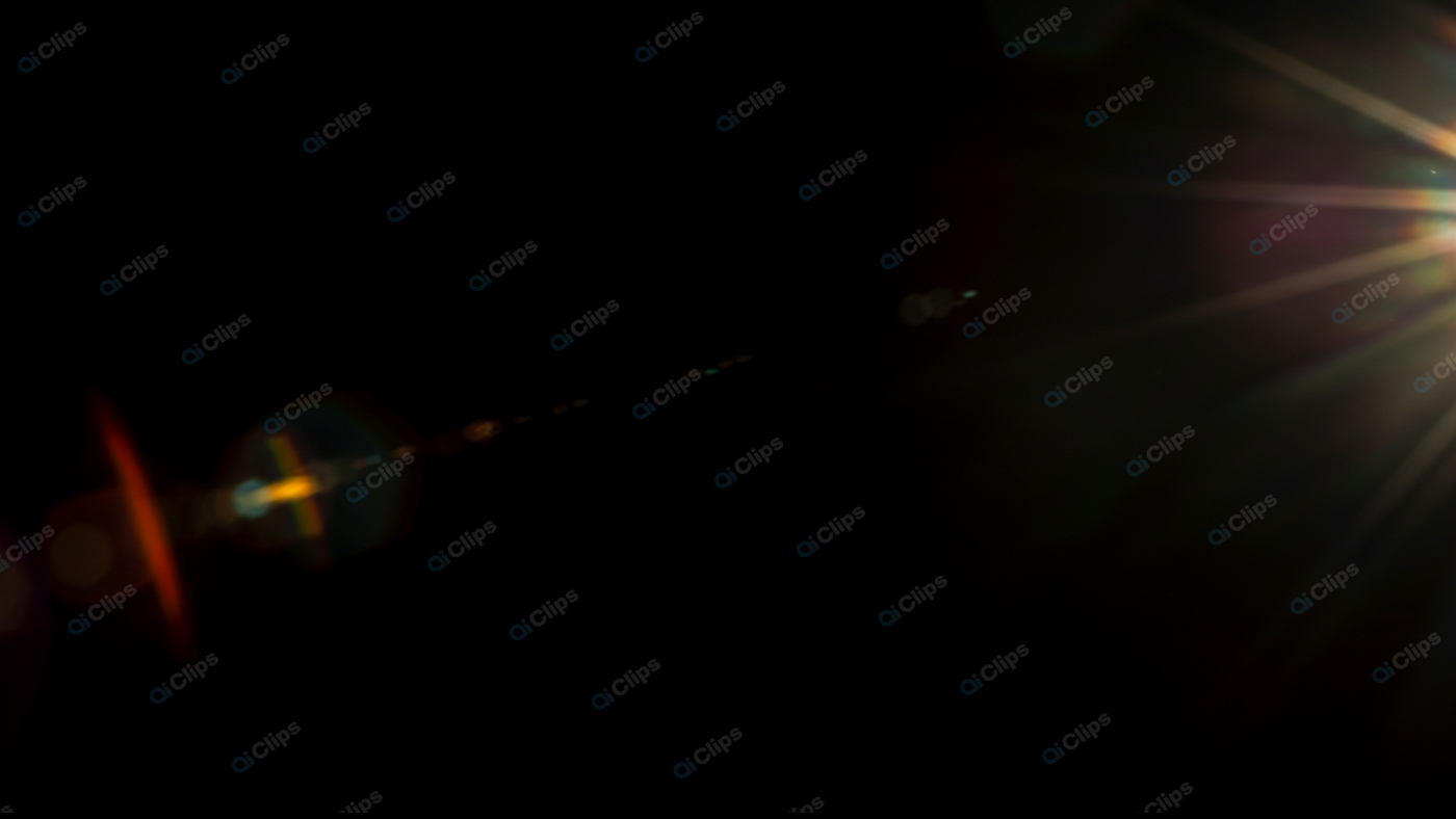 Lens Flare Effect on Dark Background with Light Beams