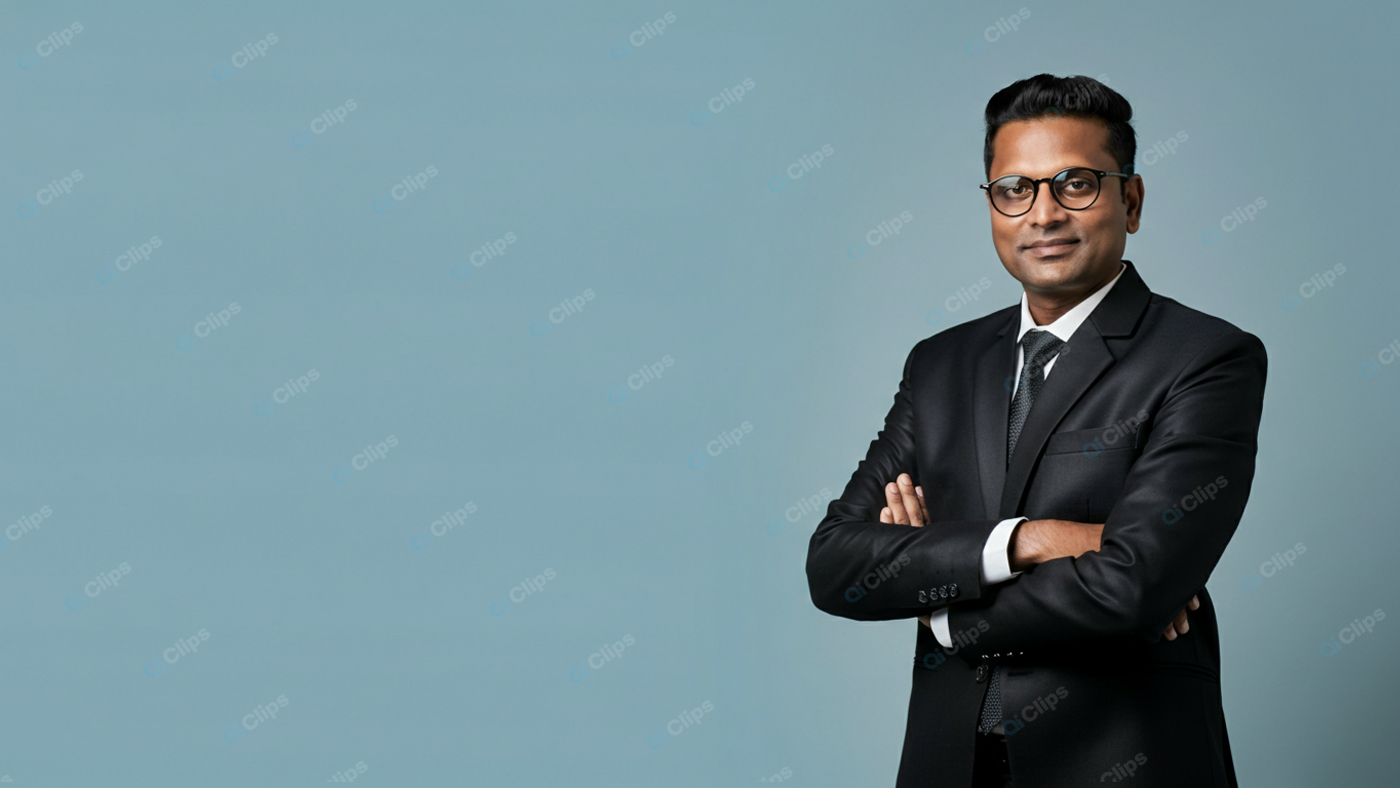 Professional Portrait of Confident Businessman in Suit and Glasses
