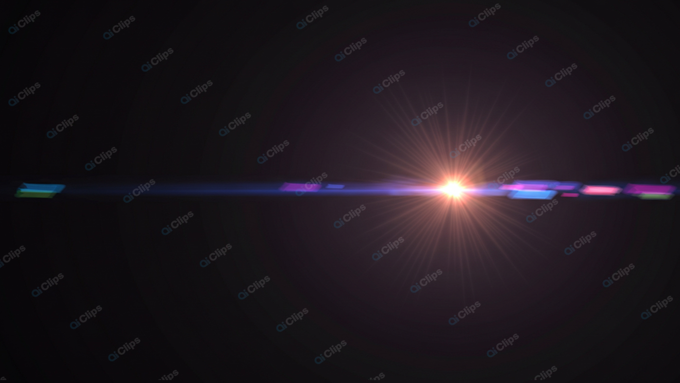 Lens Flare with Colorful Light Streaks on Black Background