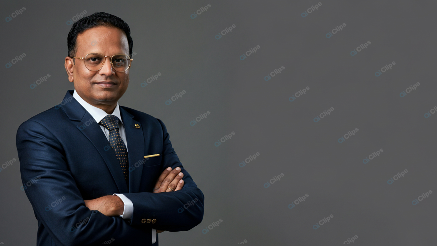 Business Professional in Dark Suit with Arms Crossed
