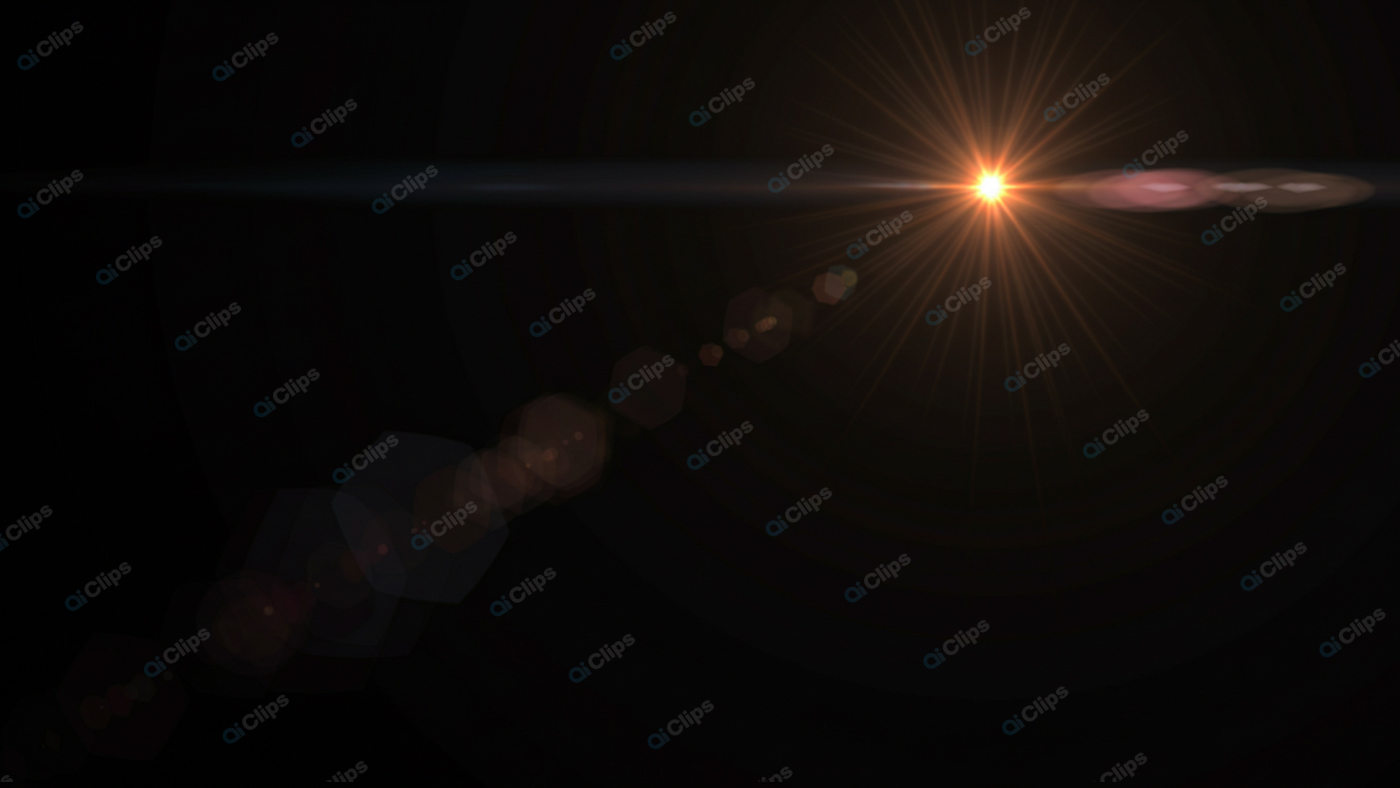 Lens Flare Light Burst Against Dark Background