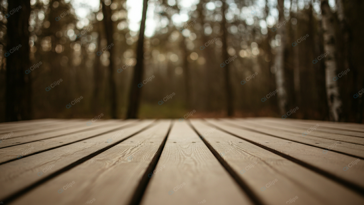 Wooden Deck in Serene Forest Setting
