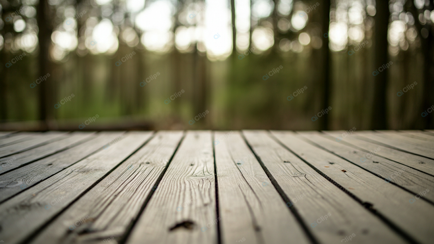 Wooden Deck in Forested Park
