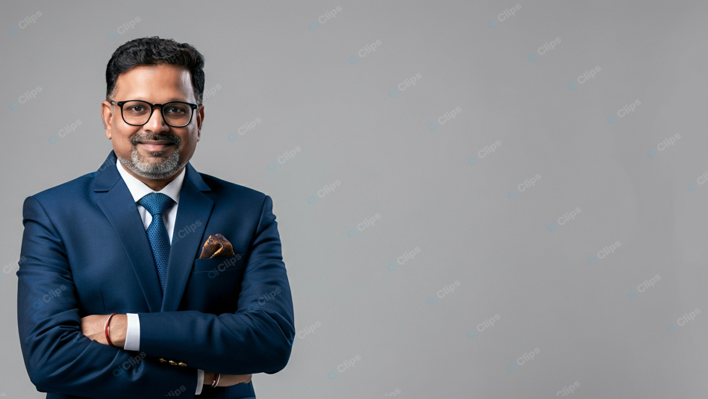 Professional Man in Blue Suit Smiling Confidently