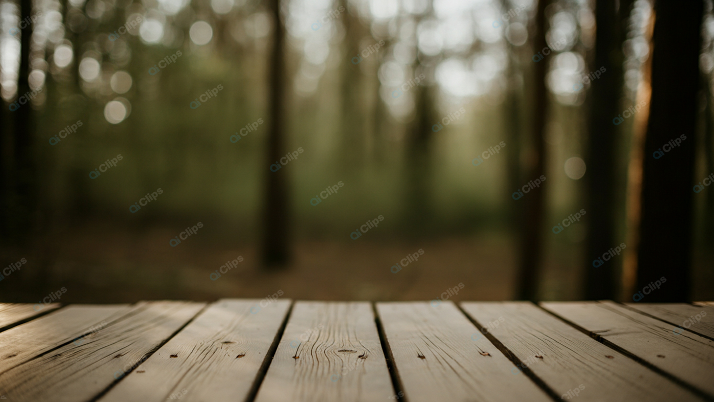 Wooden Deck in Tranquil Forest Setting