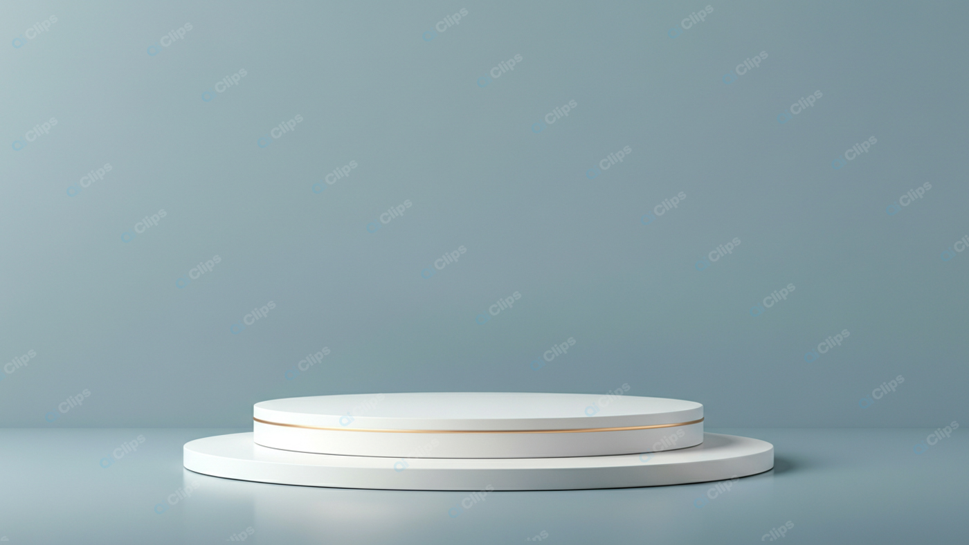 Minimalist White Podium on Blue Background