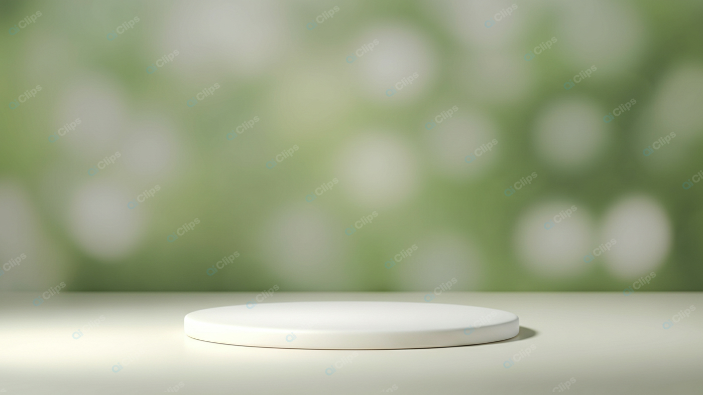 Minimalist Green Backdrop with White Display Pedestal