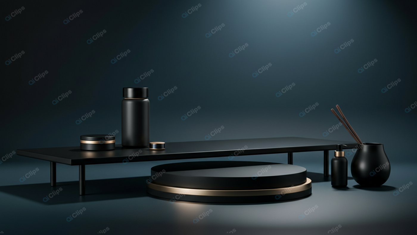 Minimalist Black Product Display on Dark Background
