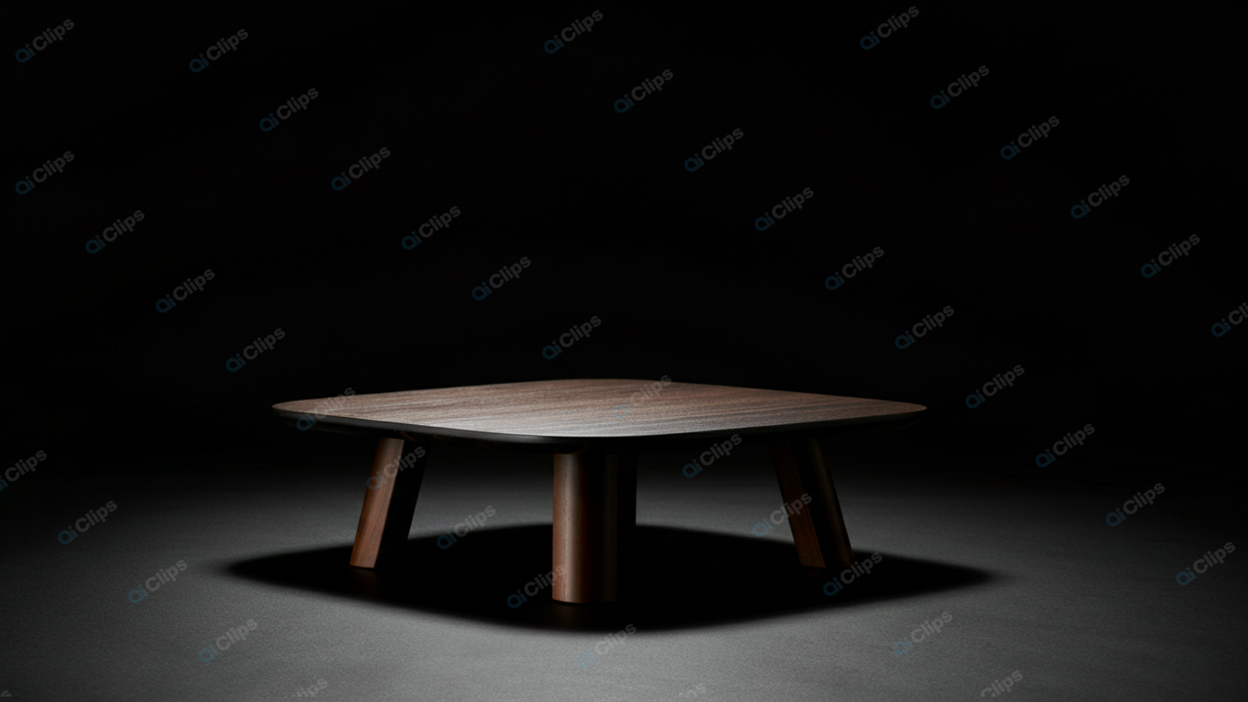 Wooden Coffee Table on Dark Background