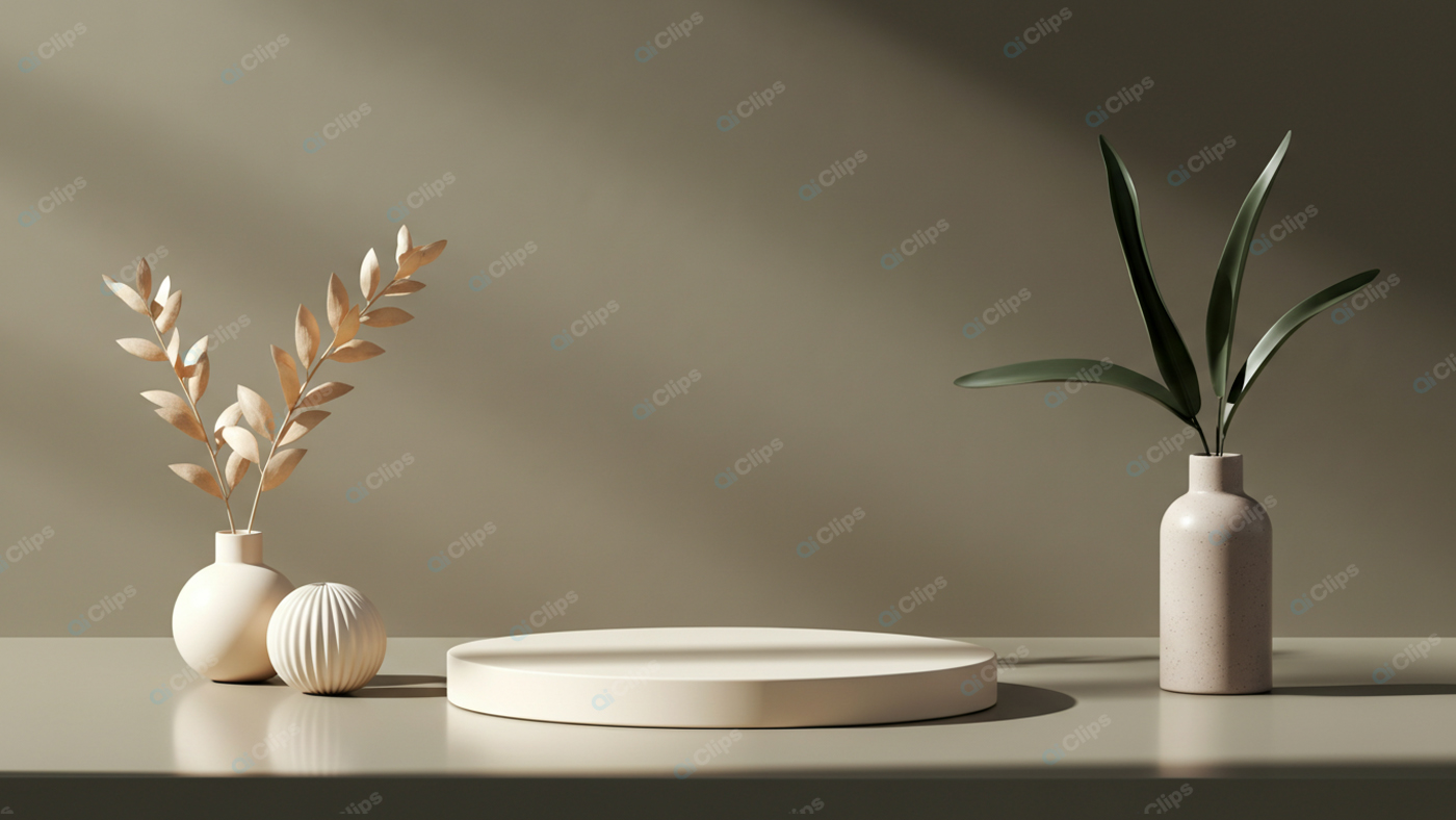 Minimalist Ceramic Vases with Decorative Leaves