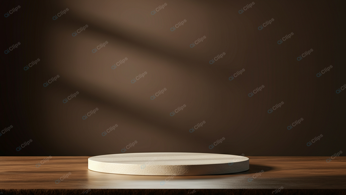 Empty Wooden Platform with Shadowed Brown Background