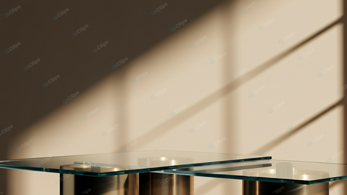 Glass Table with Sunlit Shadows on Wall