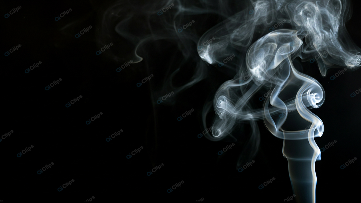 Mystical White Smoke Swirls on Black Background