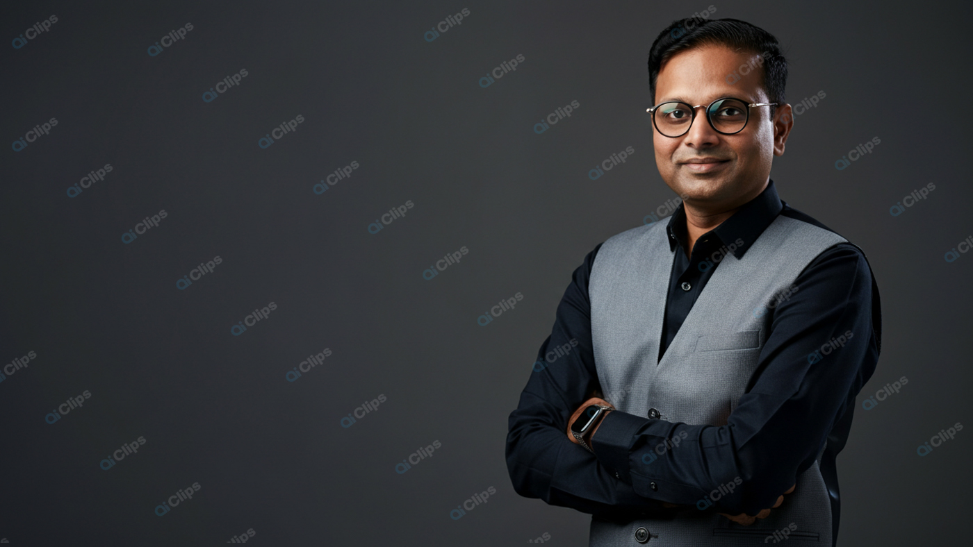 Professional Portrait of Businessman in Glasses and Vest