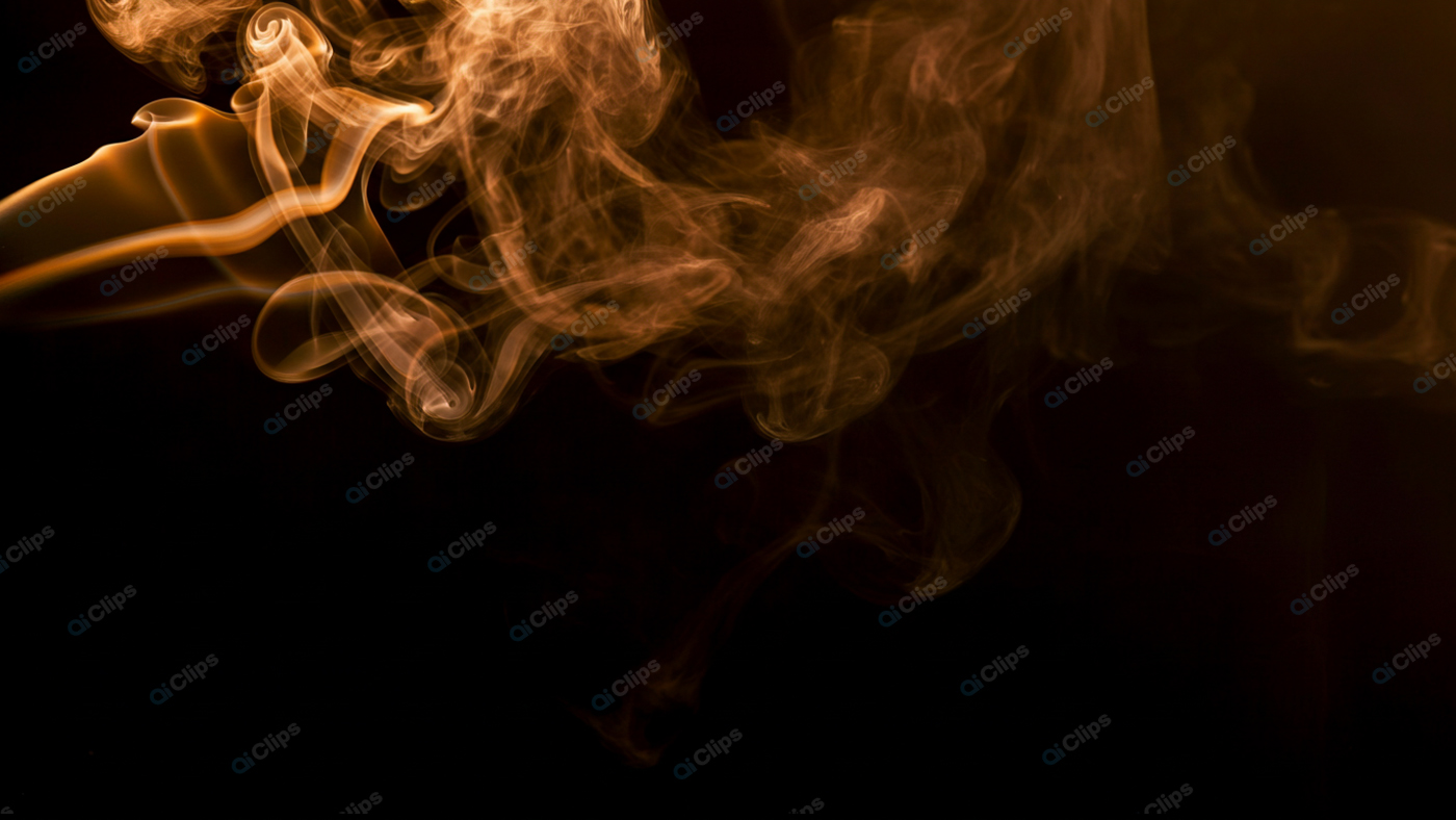 Abstract Swirling Orange Smoke on Black Background