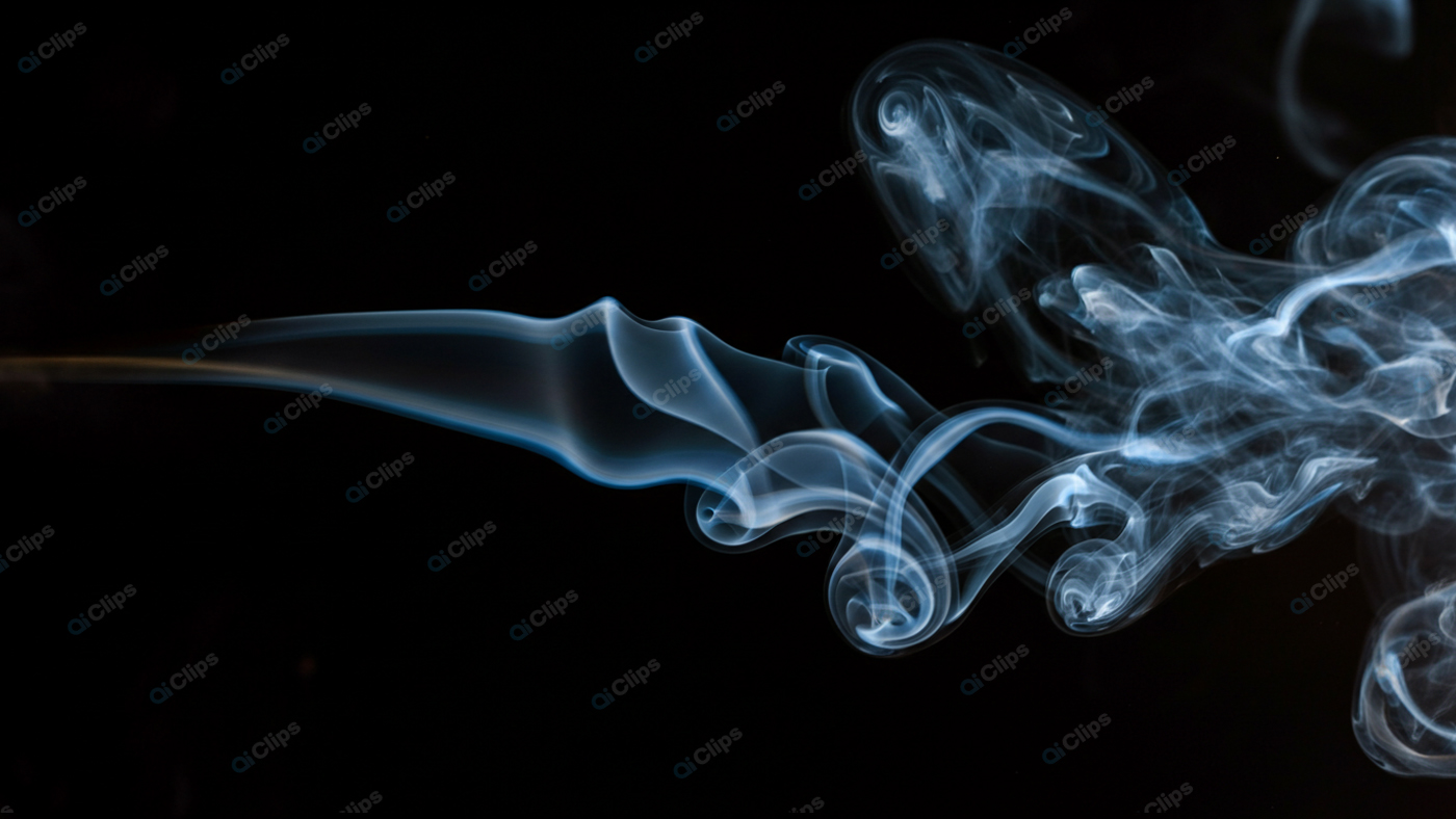 Mystical Blue Smoke Twists on a Black Background
