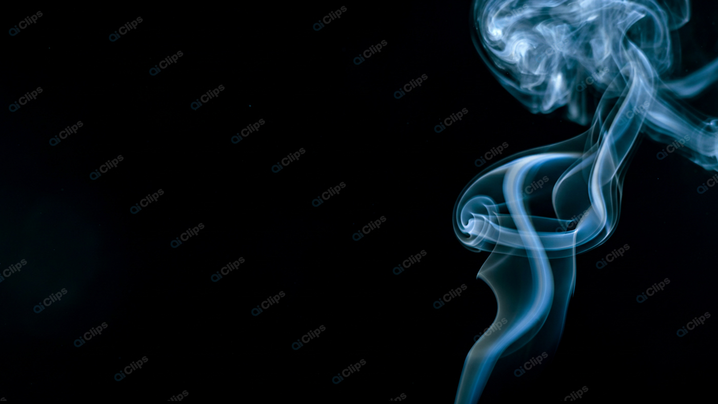 Mystical Blue Smoke Swirls on Black Background