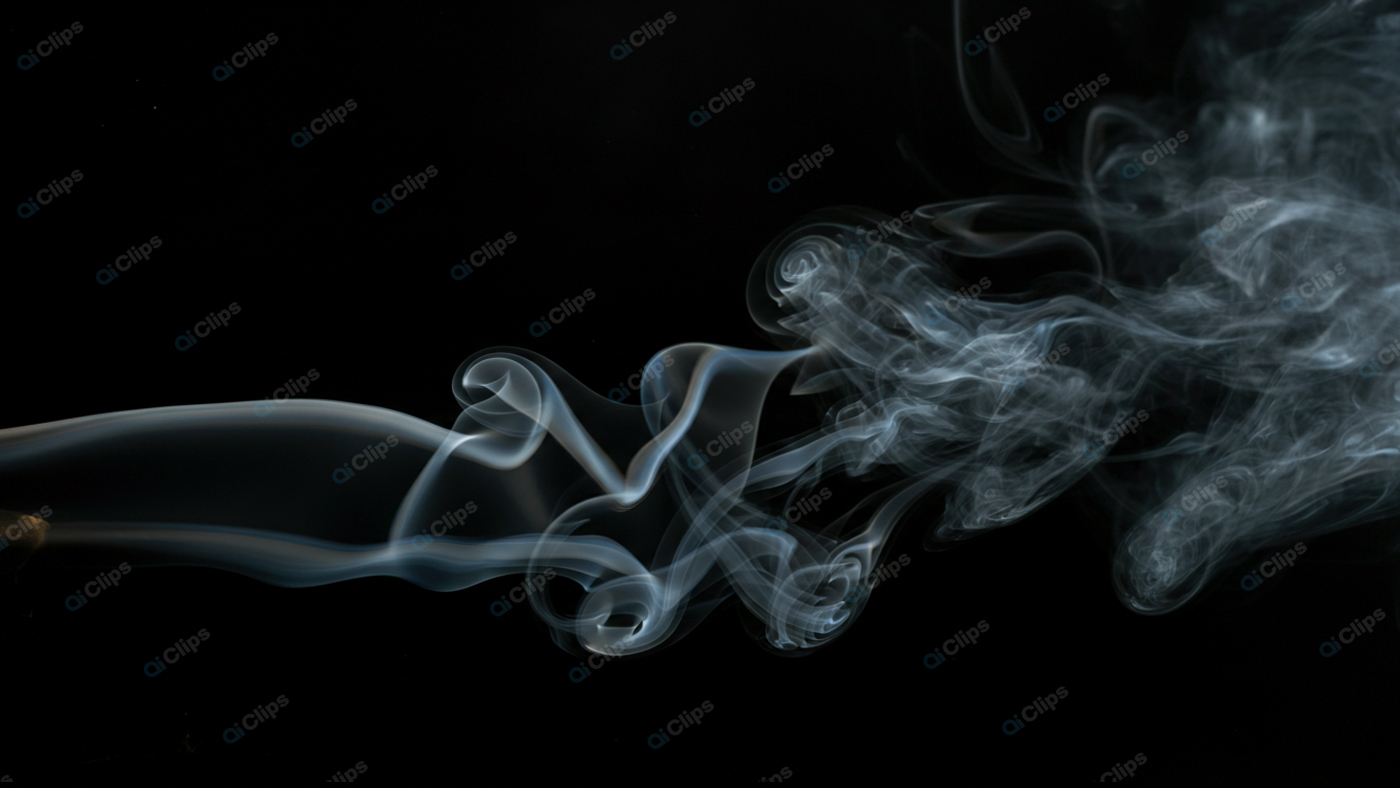 Mystical Swirling Smoke Trail on Black Background