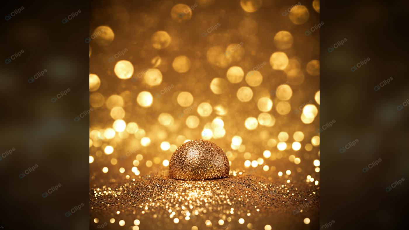 Golden Glitter Ball with Bokeh Lights
