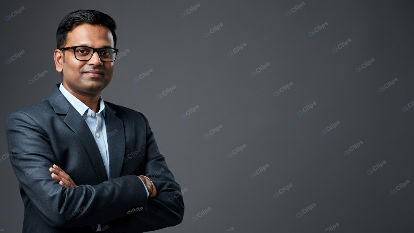 Professional Man in Business Suit with Folded Arms Portrait