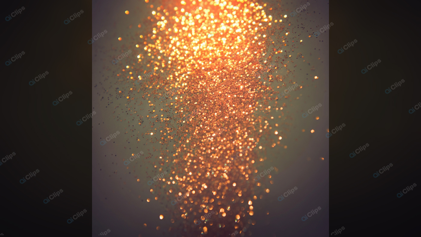 Golden Sparkling Glitter Falling in Soft Focus