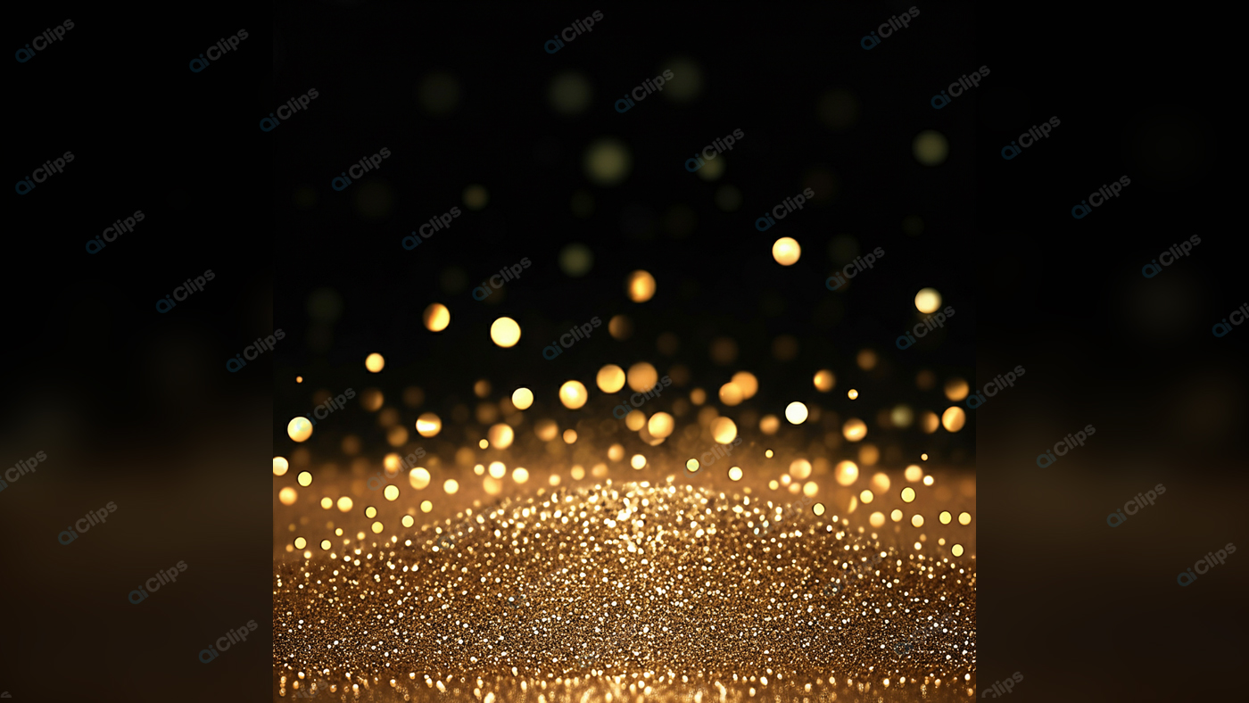 Golden Glitter Bokeh on Black Background