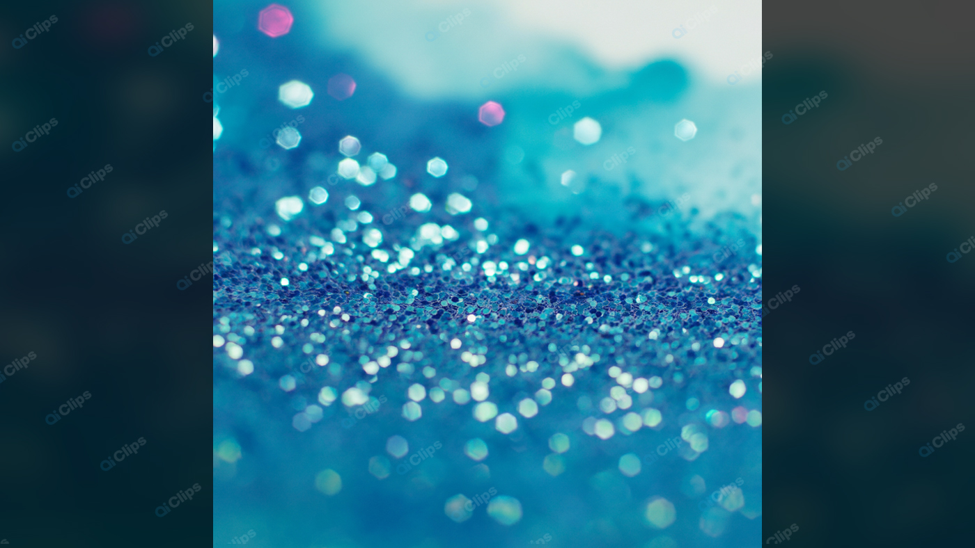 Blue Glitter Macro with Sparkling Bokeh Effect