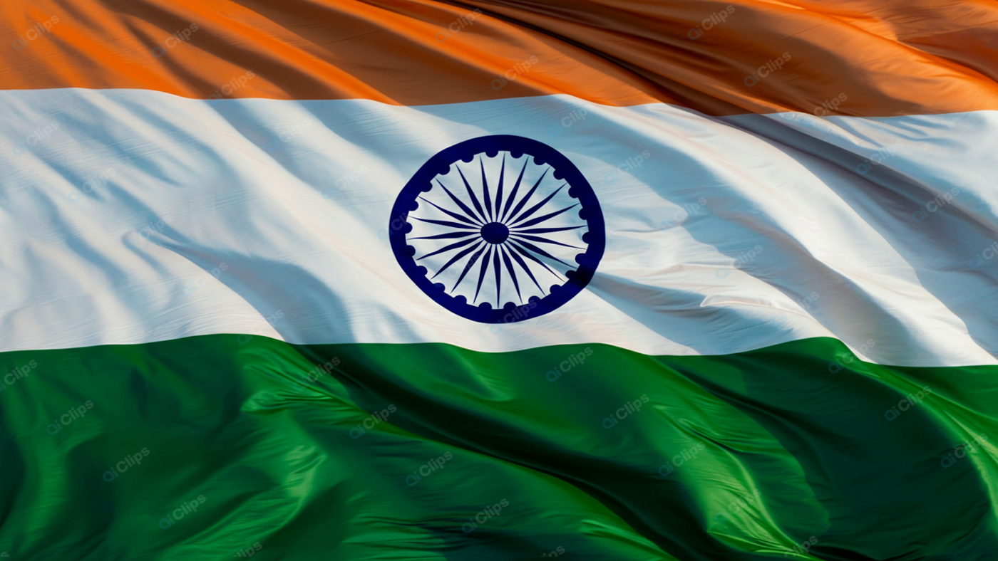 Indian Flag Gently Waving in the Breeze
