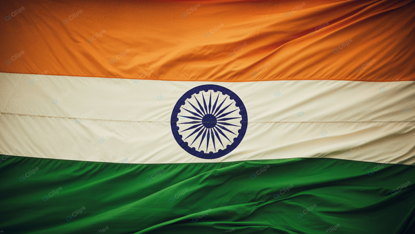 Waving Indian Flag Close-Up Banner