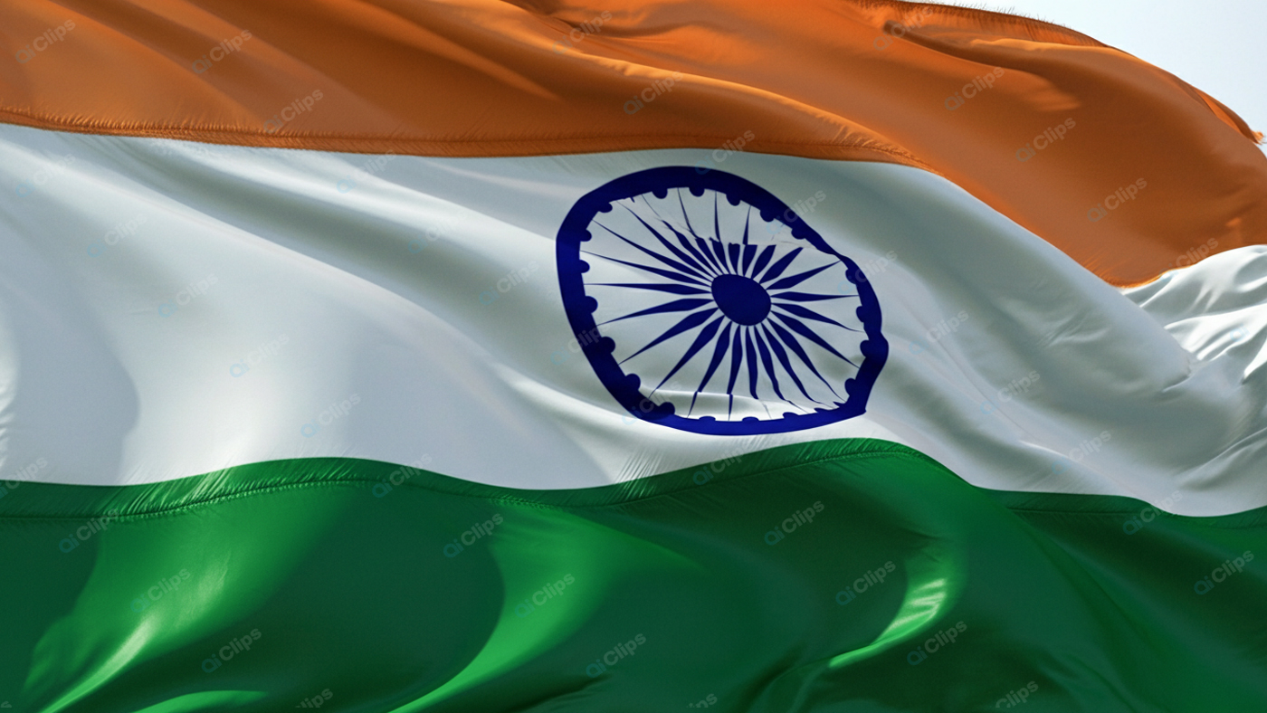Indian Flag Waving in the Wind