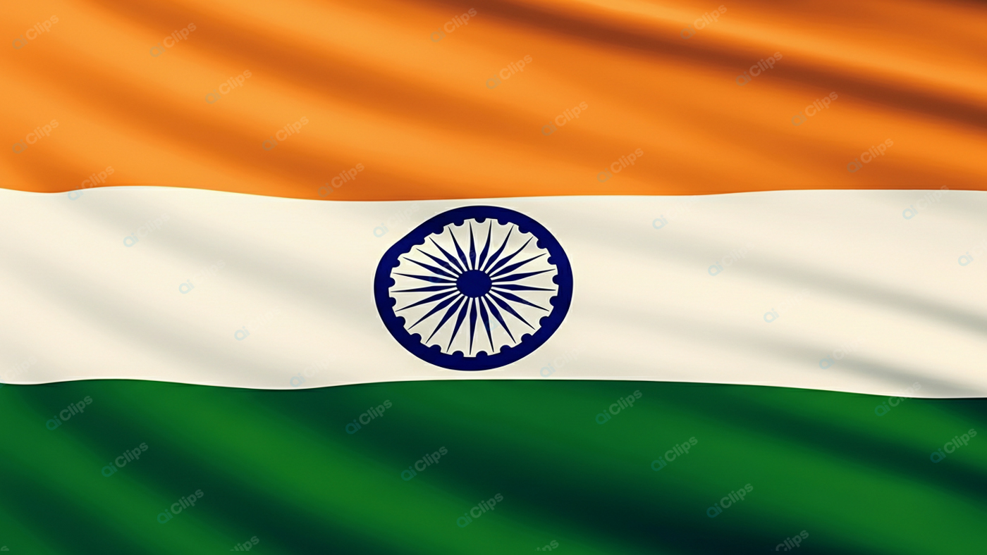 Indian National Flag Waving Close-Up