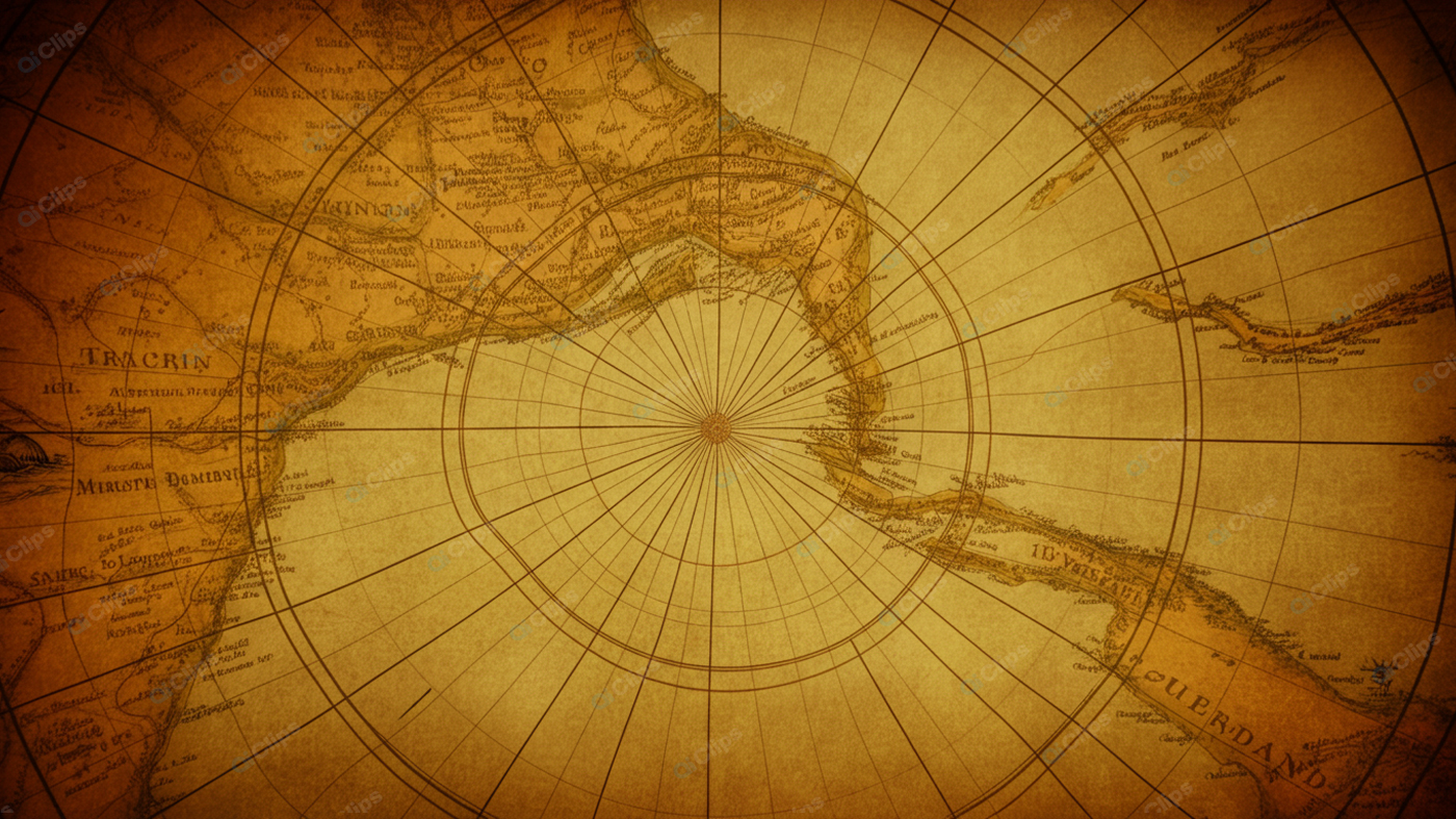 Vintage World Map with Nautical Navigation Lines