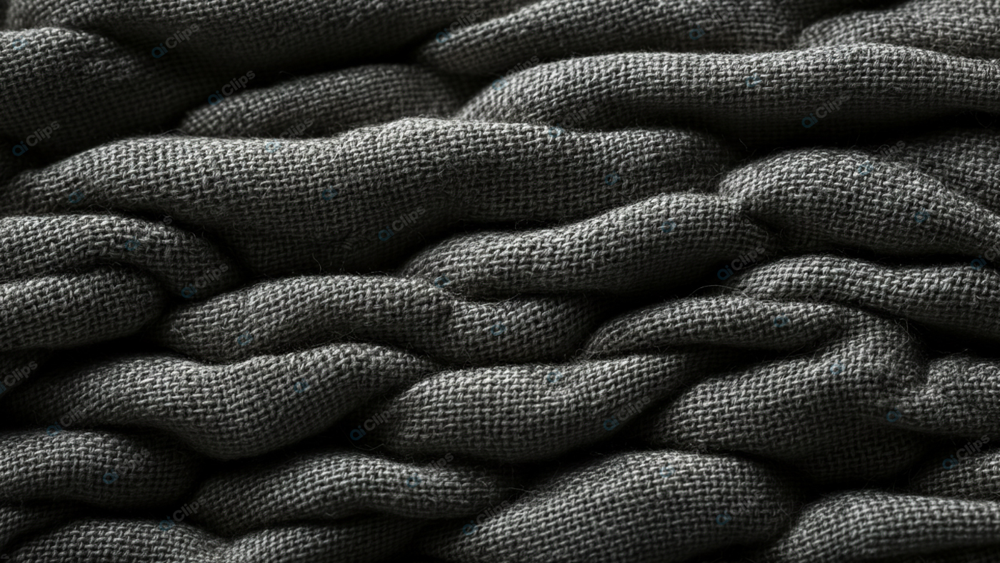 Gray Knitted Wool Texture Close-Up