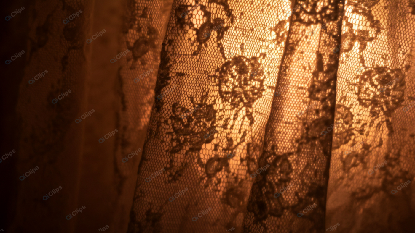 Lace Curtain with Warm Golden Light