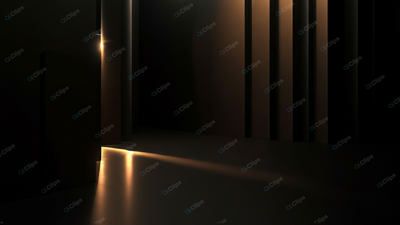 Dimly Lit Abstract Hallway with Shadows