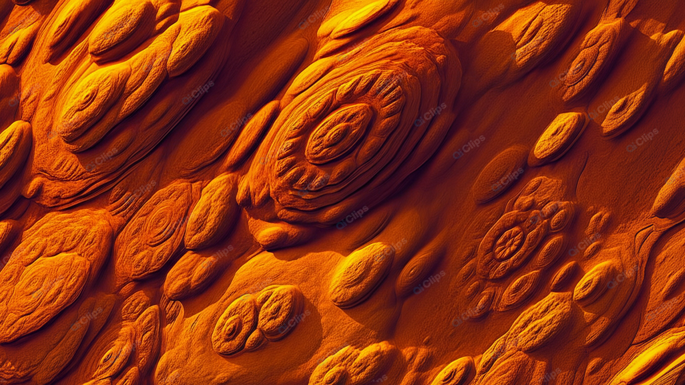 Alien Sandstone Texture with Intricate Patterns in Orange Hue