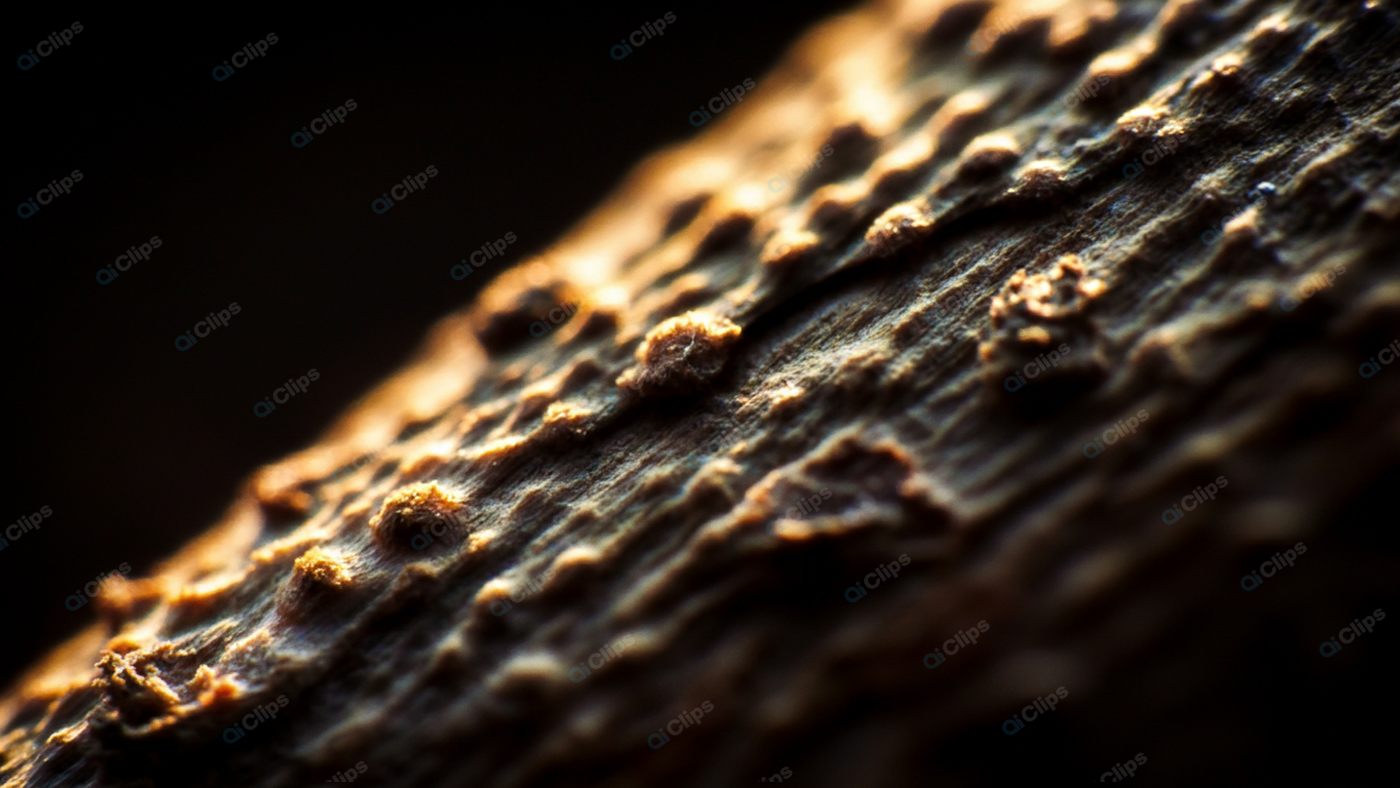 Macro Close-Up of Textured Bark Surface