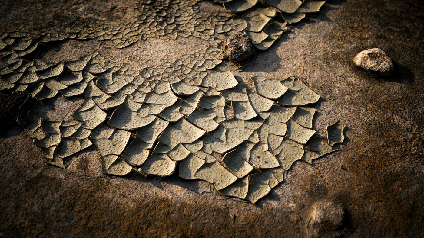 Cracked Earth Texture in Drought-Affected Area