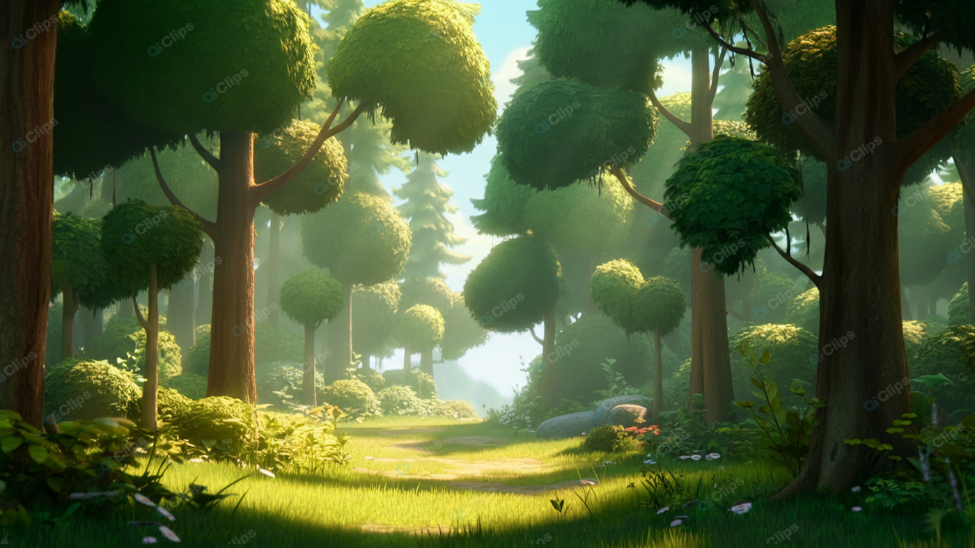 Sunny Forest Path with Lush Greenery
