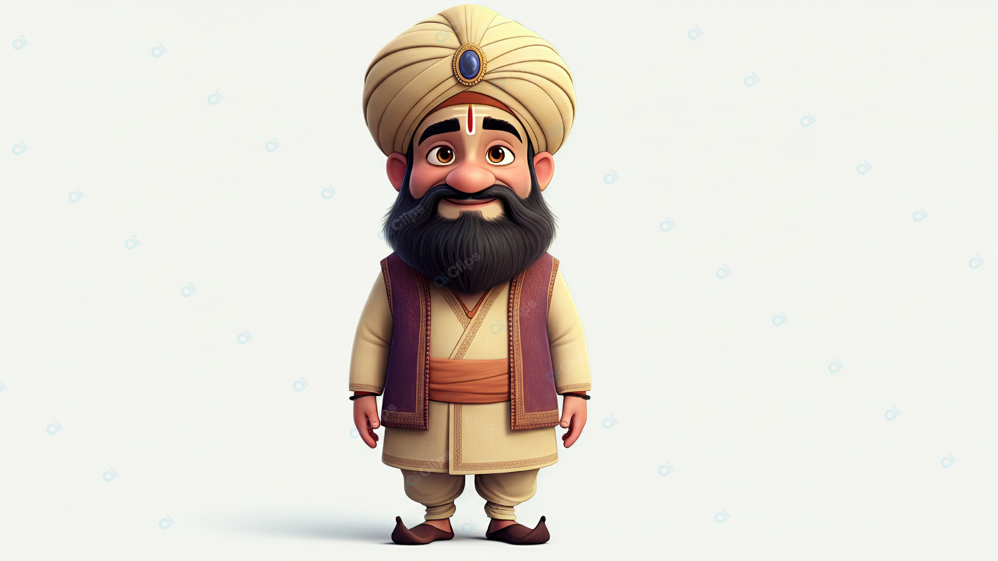 Cartoon Character in l Indian Attire