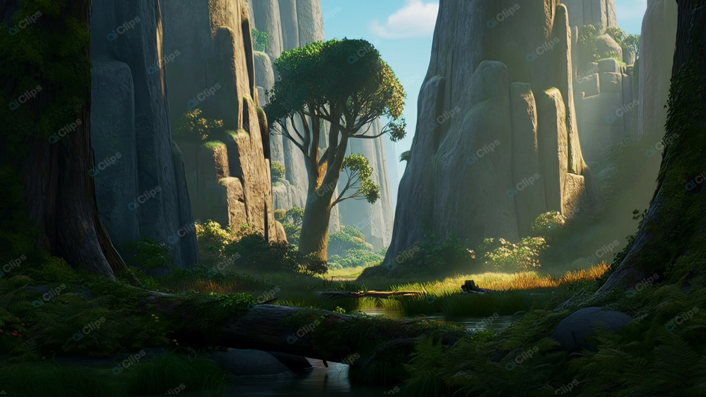 Majestic Canyon Landscape with Sunlit Tree