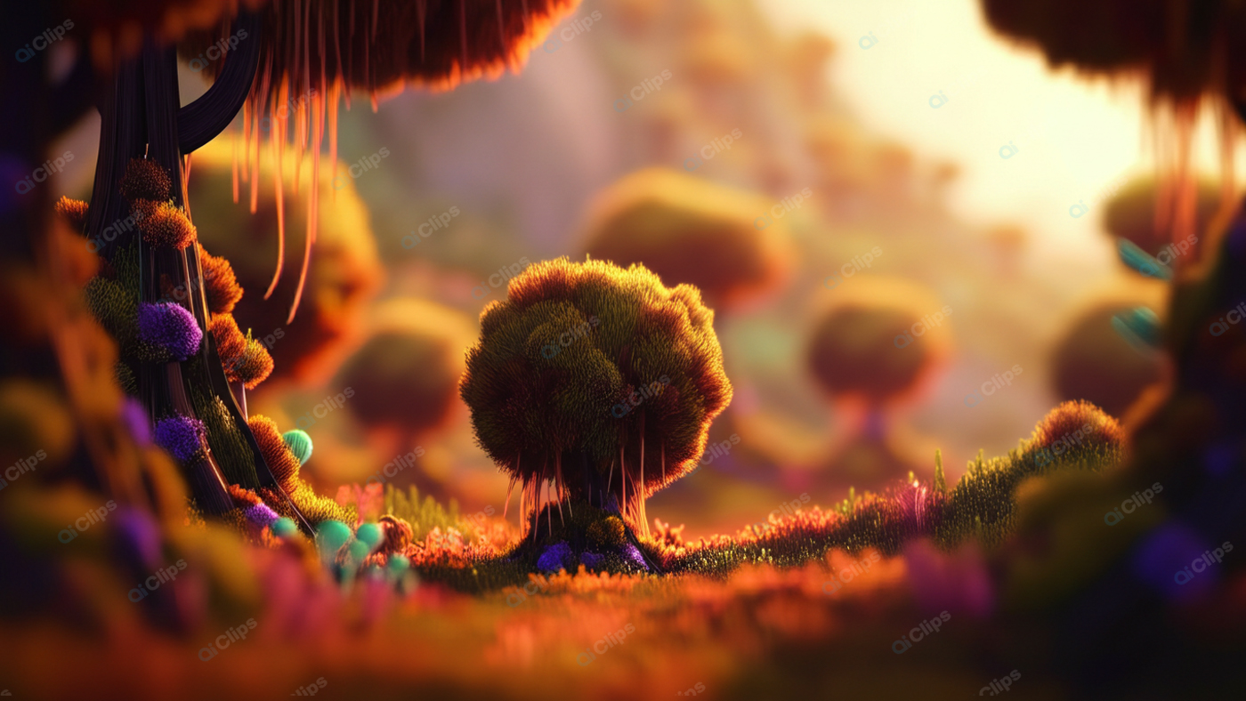Fantasy Forest with Glowing Trees and Vibrant Colors