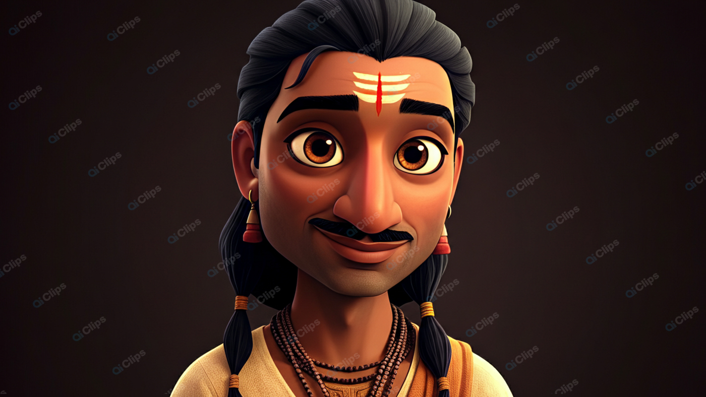 Cartoon Character with Traditional Indian Markings
