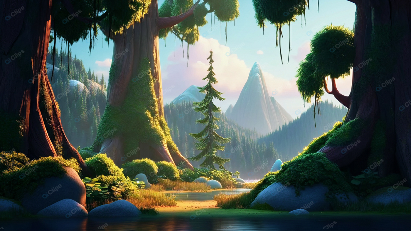 Serene Forest Landscape with Mountain View