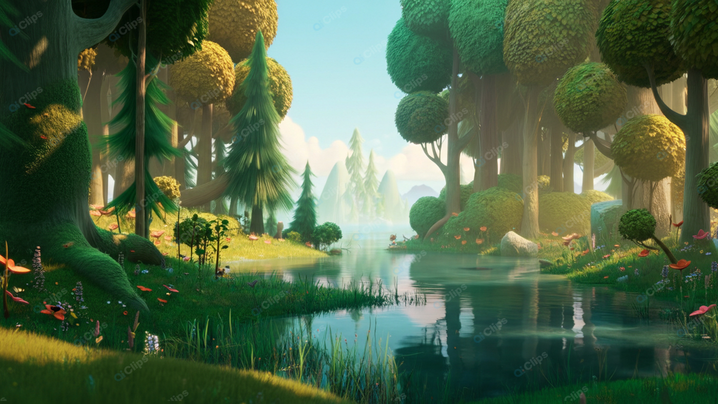 Tranquil Forest Stream with Lush Greenery
